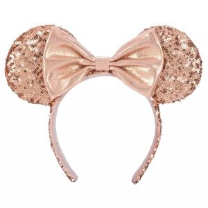 Disney Parks Minnie Mouse Sequined Rose Gold Ears